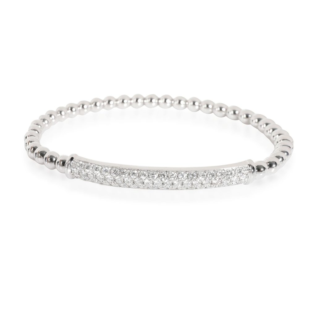 Pave Stretchy Diamond Bead Bracelet in 14K White Gold 1.16 CTW